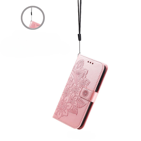 Flip case for Samsung Galaxy A14 4G/5G, Mandala Flower, pink rose gold