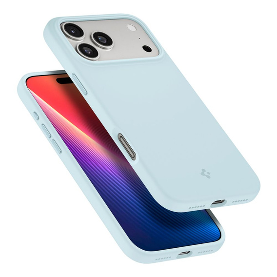 Spigen case for iPhone 17 Pro, Silicone Fit MagSafe, Mute Blue