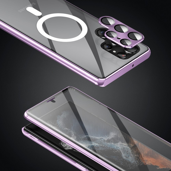 Magnetic Dual Glass MagSafe case for Samsung Galaxy S23 Ultra, purple