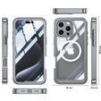 Case for iPhone 16 Pro, Shockproof, with glass, for MagSafe, grey