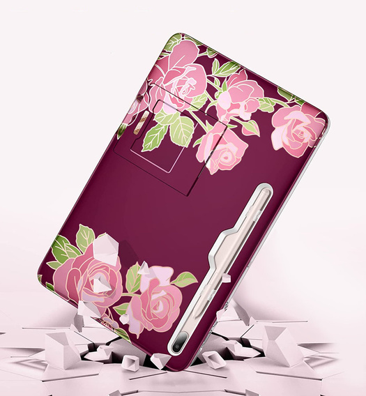 Case for Samsung Galaxy Tab S7 FE, Suritch Full Body Marble, maroon