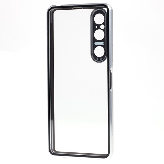 Case for Sony Xperia 1 V, Magnetic Dual Glass, silver