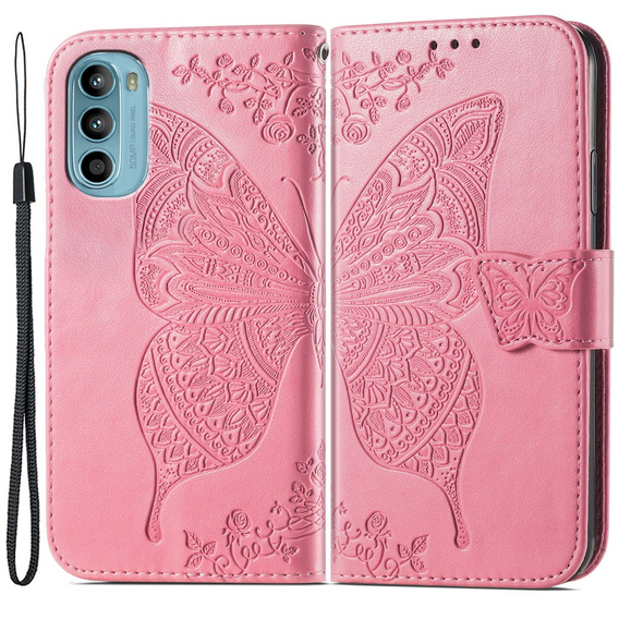 Flip case for Motorola Moto G52 / G82 5G, Butterfly, pink