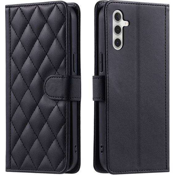 Flip case for Samsung Galaxy A16, Rhombus Crossbody Leather, black