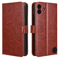 Flip case for Nothing CMF Phone 1, Crazy Horse Wallet, brown