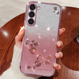 Case for Samsung Galaxy S23, Glitter Flower, pink rose gold