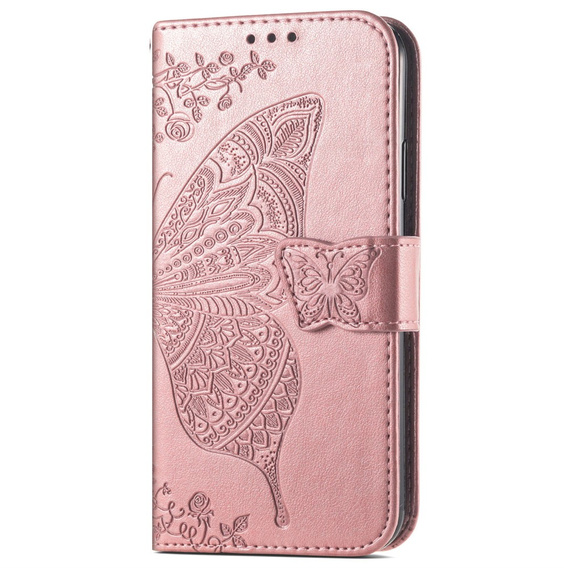 Flip case for Motorola Edge 50 Ultra, Butterfly, pink rose gold
