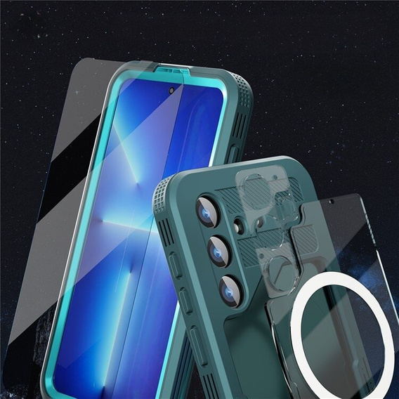 Waterproof case for Samsung Galaxy S24, Redpepper, for MagSafe, blue