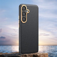 Leather case for Samsung Galaxy S25, leather hybrid, black