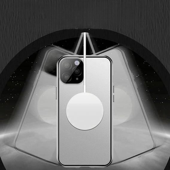 Magnetic Dual Glass MagSafe case for iPhone 14 Pro Max, silver
