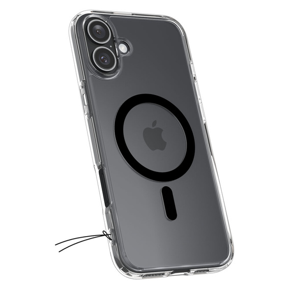 Spigen MagSafe Case for iPhone 16 Plus, Ultra Hybrid, transparent / black + 9H Tempered Glass