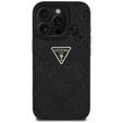 Guess Grained Hot Stamp 4G Triangle Metal Case for iPhone 16 Pro Max