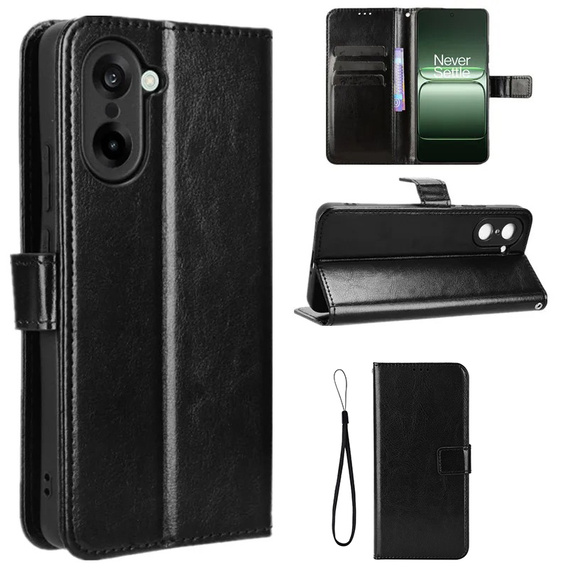 Flip case for OnePlus Nord CE5, Crazy Horse Wallet, black