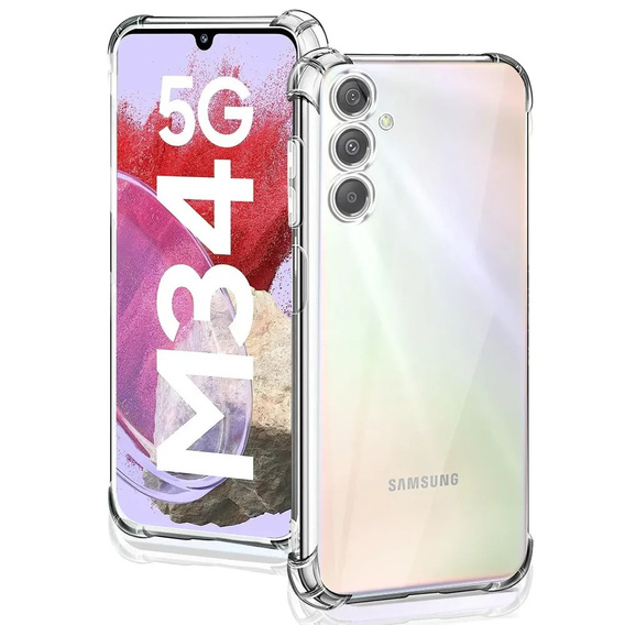 Case for Samsung Galaxy M34 5G, Anti-Shock, transparent + 9H Glass