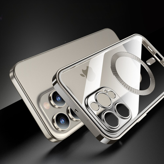 Case for iPhone 15 Pro, Privacy Dual Glass, for MagSafe, silver