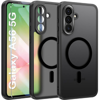 Case for Samsung Galaxy A56, for MagSafe, ERBORD Matt Case, black + Screen Glass