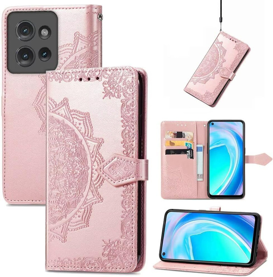 Flip case for Motorola Edge 50 Neo / Motorola ThinkPhone 25, Mandala, pink rose gold