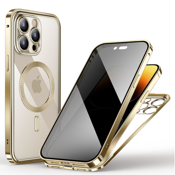 Case for iPhone 14 Pro Max, Privacy Dual Glass, for MagSafe, gold
