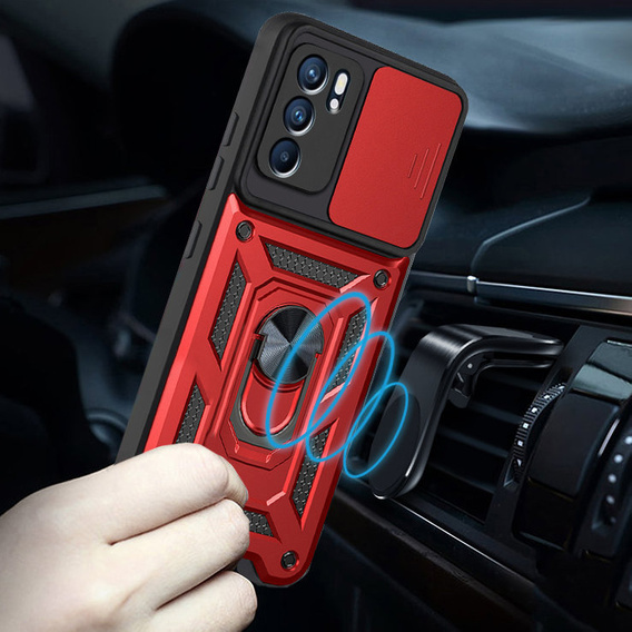 Case for Oppo Reno 6 5G, CamShield Slide, red
