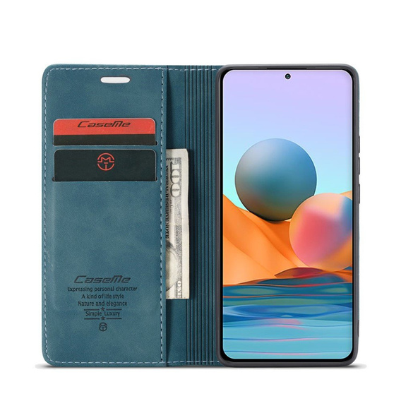 CASEME case for Xiaomi Redmi Note 10 Pro, Leather Wallet Case, blue