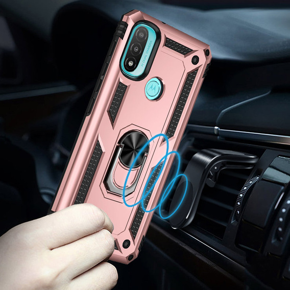 Armor Case for Motorola Moto E20/E30/E40, Nox Case Ring, pink rose gold