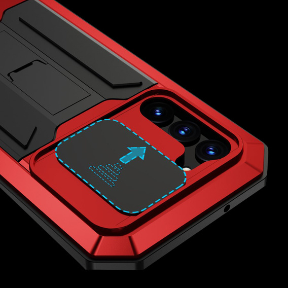 Armored case for Samsung Galaxy S23 Plus, R-JUST CamShield Slide, red