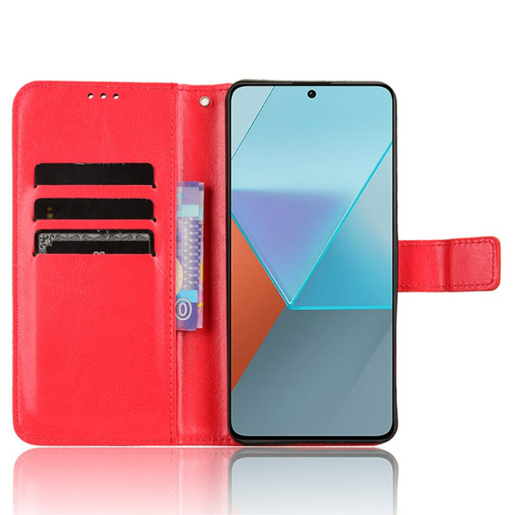 Flip case for Xiaomi Redmi Note 13 Pro 5G, Crazy Horse Wallet, red