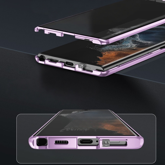 Case for Samsung Galaxy S24 Ultra, Magnetic Dual Glass, purple
