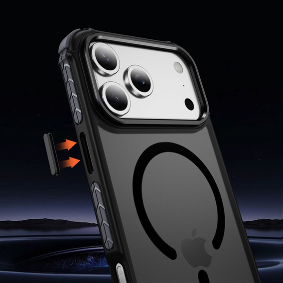 Matt Case for iPhone 17 Pro Max, armoured, for MagSafe, smoky with black sides