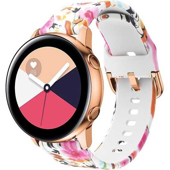 Smooth strap for Samsung Galaxy Watch Active 22mm, Bird and Flower