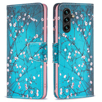 Flip case for Samsung Galaxy A55 5G, Wallet, Sakura, blue