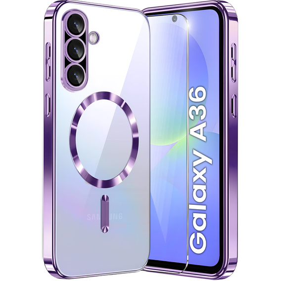 Case for Samsung Galaxy A36, Electro MagSafe, purple + Screen Glass