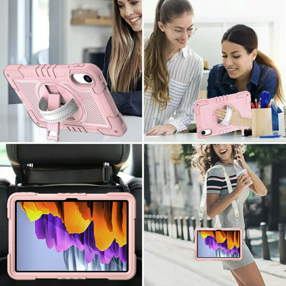 Armoured case for Xiaomi Redmi Pad 2, with stand and shoulder strap – pink