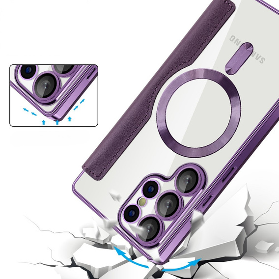 Flip case for Samsung Galaxy S25 Ultra, RFID Wallet MagSafe CamShield, purple