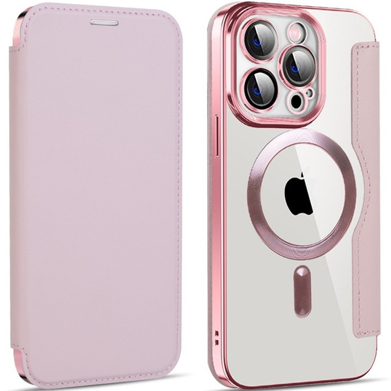 Flip case for iPhone 13 Pro, RFID Wallet MagSafe CamShield, pink