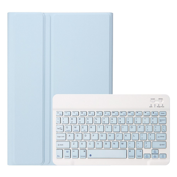 Case + keyboard Samsung Galaxy Tab A9+, Leather Pen Slot, light blue