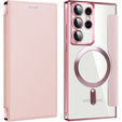 Flip case for Samsung Galaxy S22 Ultra 5G, RFID Wallet MagSafe CamShield, pink