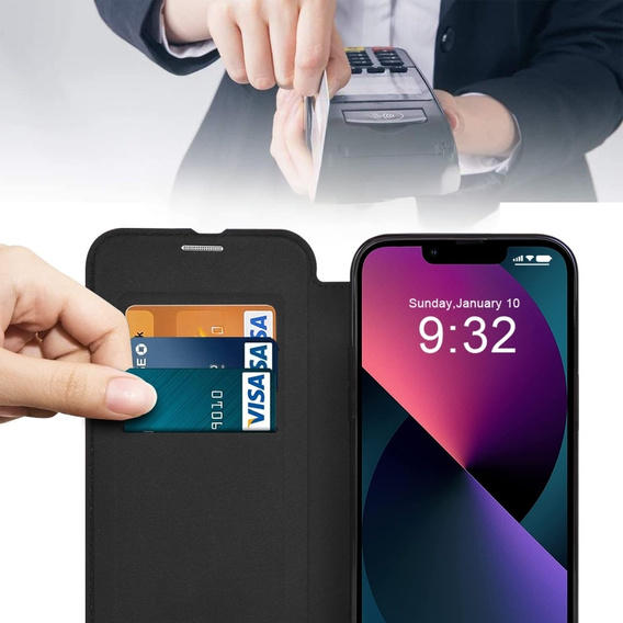 Flip case for iPhone 13, RFID Wallet MagSafe CamShield, black
