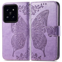 Flip case for Xiaomi 14T Pro, Butterfly, purple