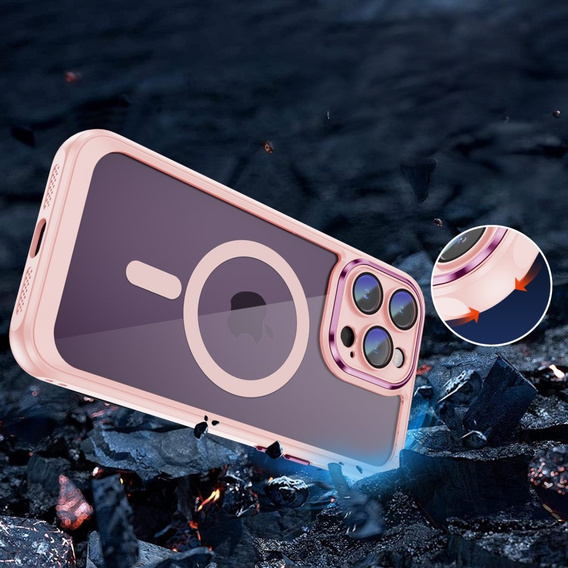 Case for iPhone 15 Pro, ERBORD Impact Guard, MagSafe, pink