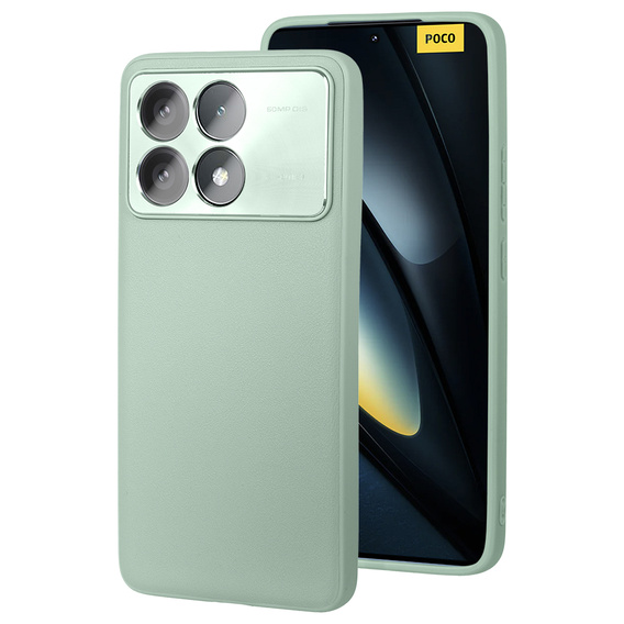 Leather case for Xiaomi Poco F6 Pro, leather hybrid, green