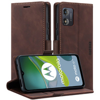 Case for Motorola Moto E13 4G, ERBORD Vintage, wallet with flap, coffee