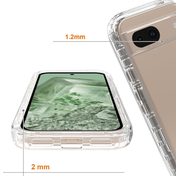 Case for Google Pixel 8A, Shockproof, with film, transparent