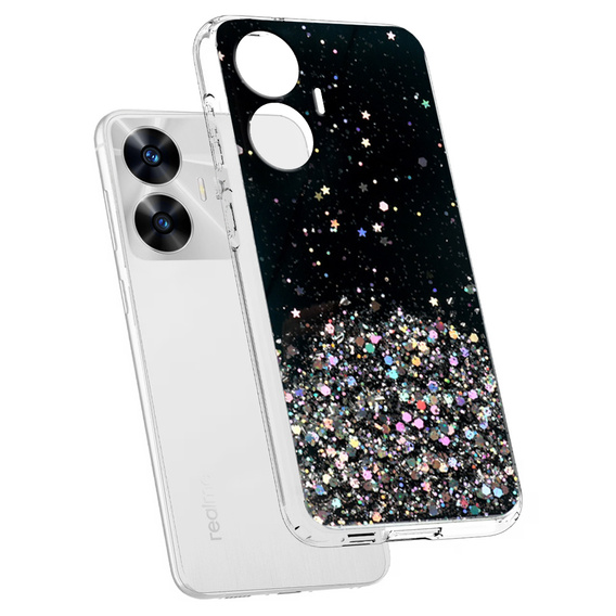 Case for Realme C55, Glittery, black