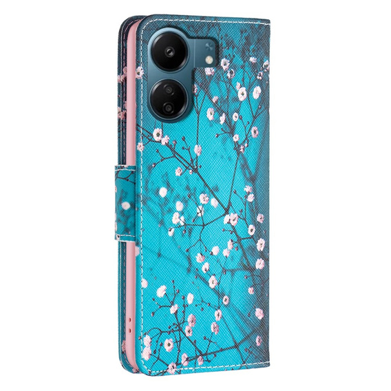 Flip case for Xiaomi Redmi 13C / Poco C65, Wallet, Sakura, blue