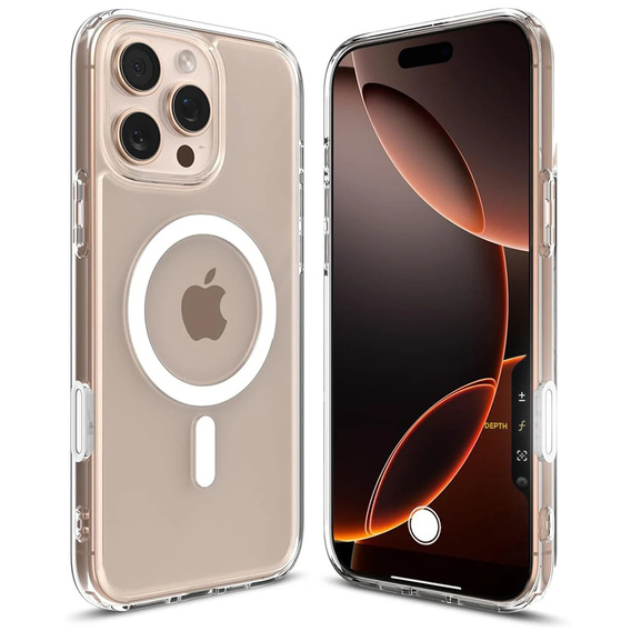 ERBORD Case with MagSafe for iPhone 16 Pro, active button, transparent + Screen Glass