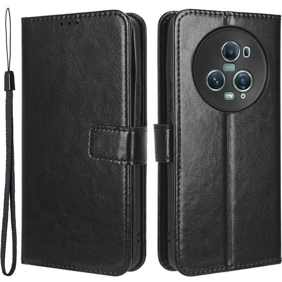 Flip case for Honor Magic 5 Pro, Crazy Horse Wallet, black