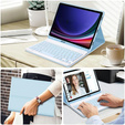 Case + keyboard Samsung Galaxy Tab S9 FE, Leather Pen Slot, light blue