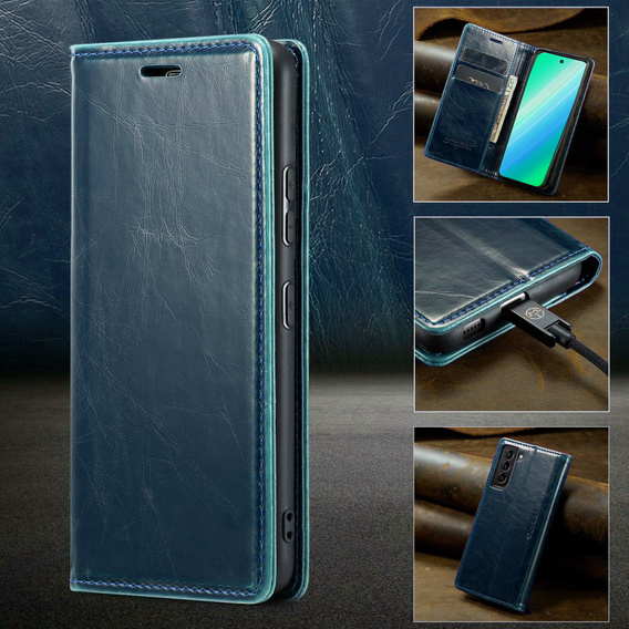 Flip case for Samsung Galaxy S23, ERBORD Waxy Wallet, blue