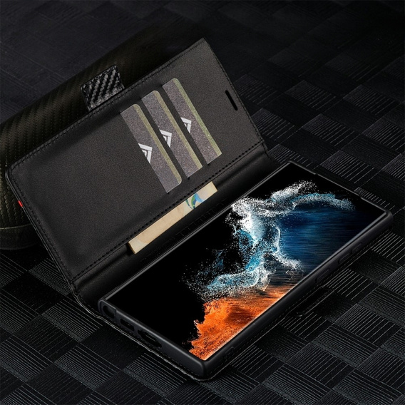 Flip case for Samsung Galaxy S23 Ultra, Carbon LC.IMEEKE, black